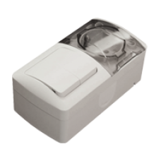 Двойной выключатель + Розетка с заземляющим контактом, с крышкой EL-BI EVA IP54